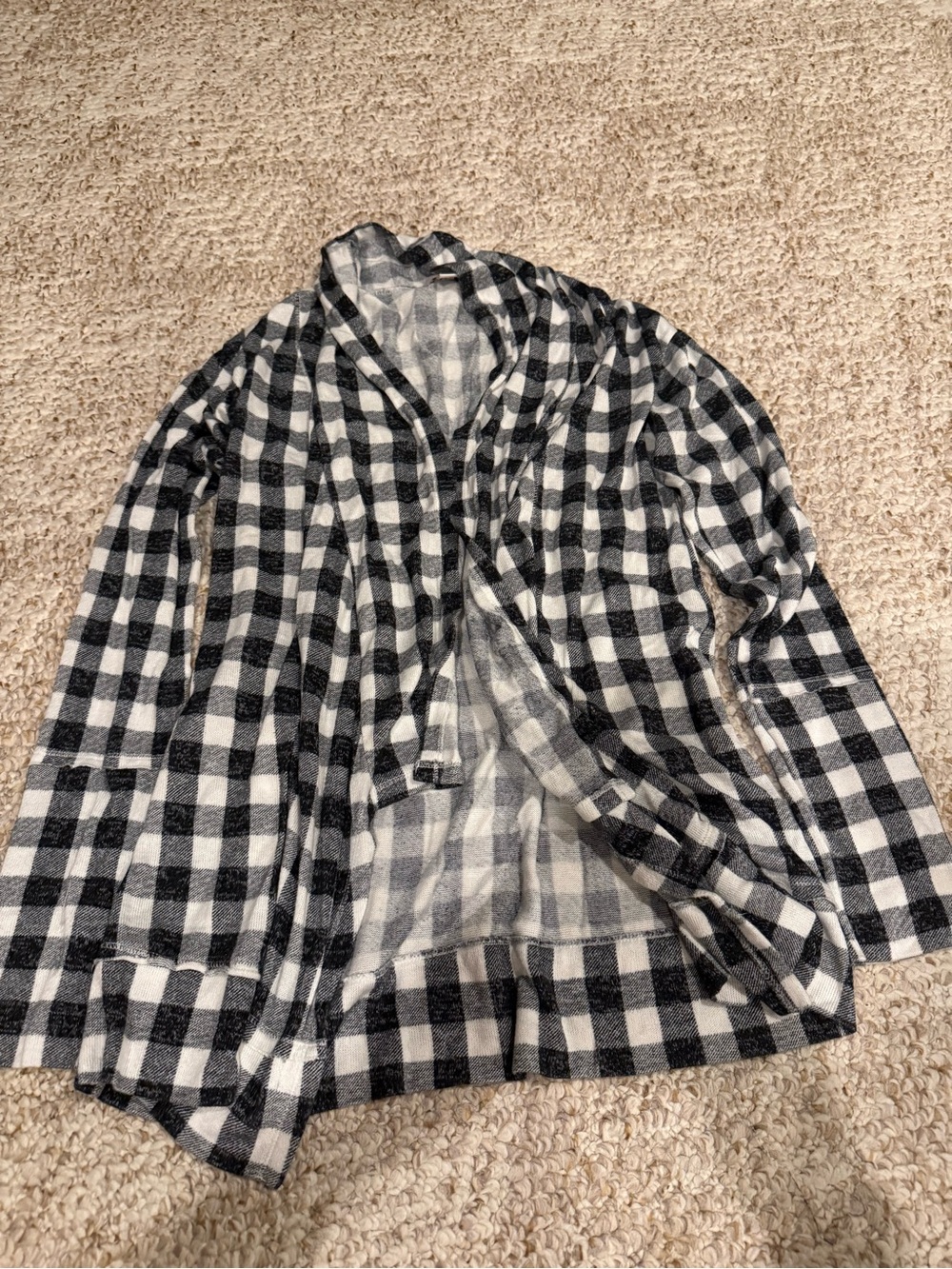 SO Black & White Buffalo Plaid Open-Front Cardigan
